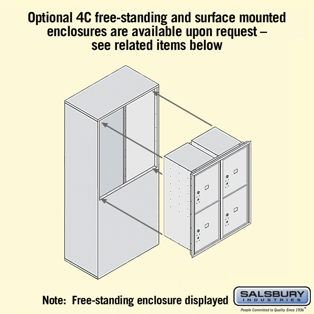 Recessed Mounted 4C Horizontal Mailbox with Master Commercial Locks - Double Column Parcel Locker