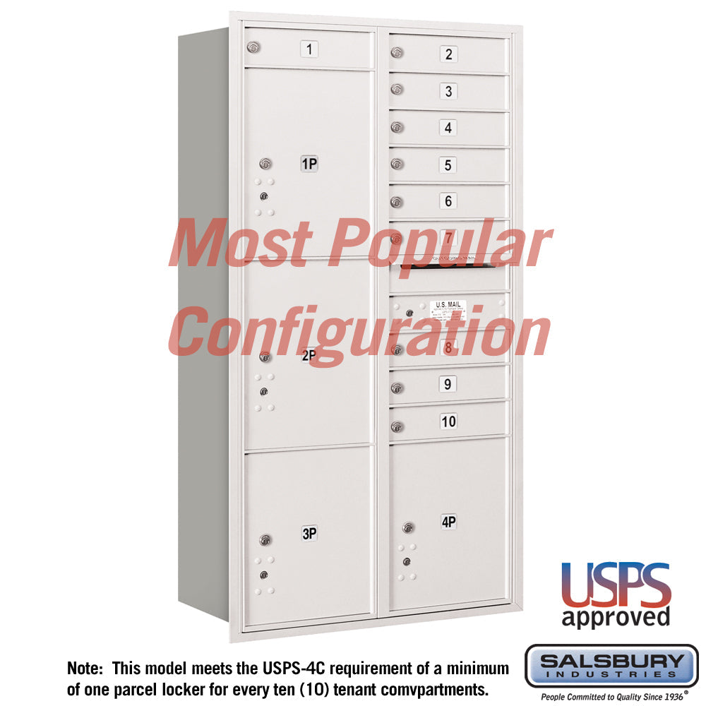 Recessed Mounted 4C Horizontal Mailbox with Master Commercial Locks - Maximum Height Unit - Double Column - Custom Color