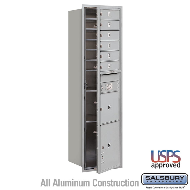 Maximum Height Recessed Mounted Mailbox with 6 Doors and 2 Parcel Lockers