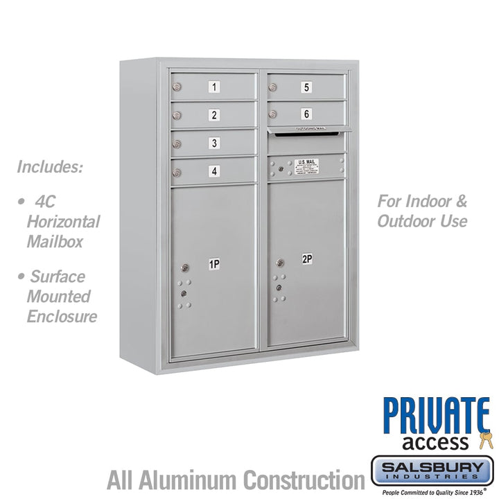 10 Door High Surface Mounted 4C Horizontal Mailbox with Parcel Lockers for Private Access
