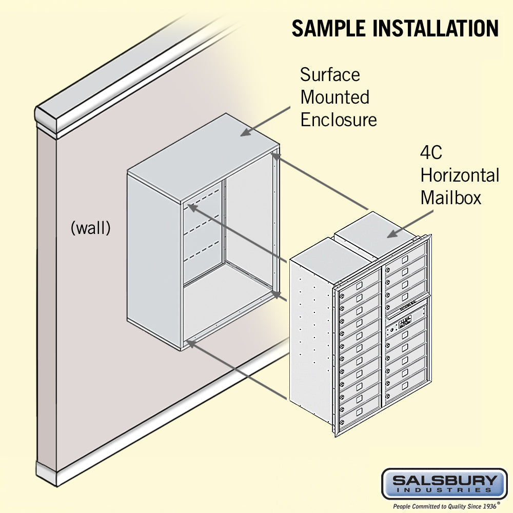 11 Door High Surface Mounted 4C Horizontal Mailbox with 20 Doors in Bronze with Private Access