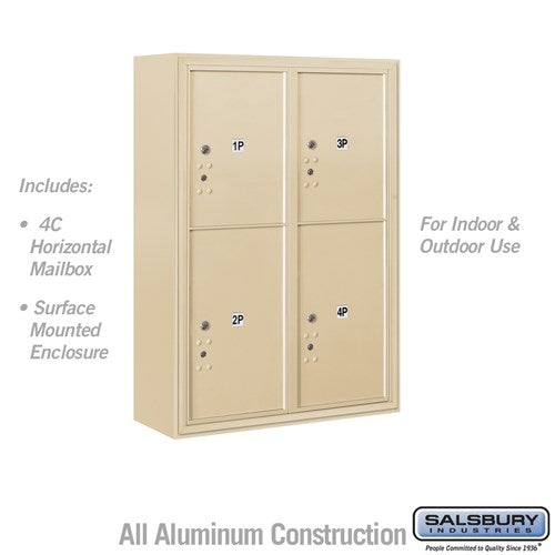11 Door High Surface Mounted 4C Horizontal Mailbox with Parcel Locker in Sandstone