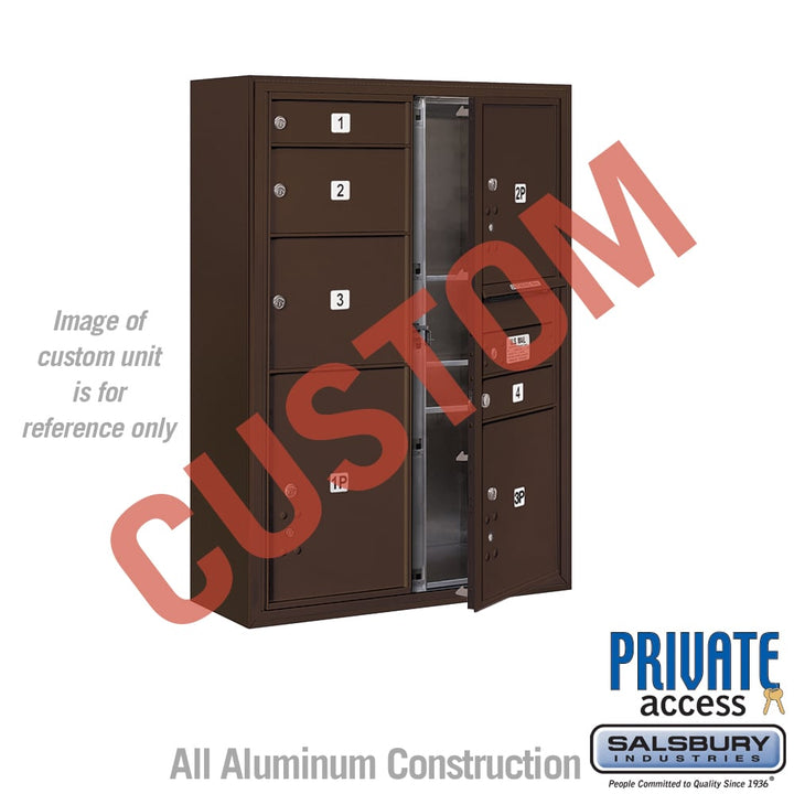 Surface Mounted 4C Horizontal Mailbox Unit - 11 Door High, Double Column, Bronze, Front Loading, Private Access