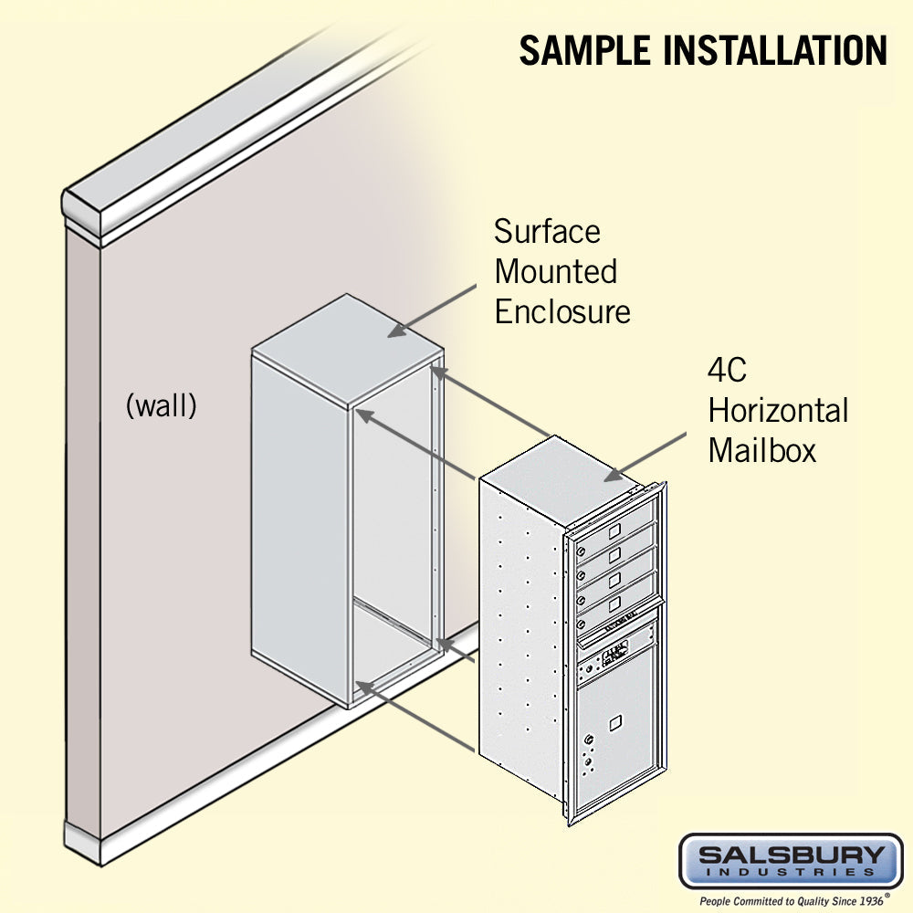 11 Door High Surface Mounted 4C Horizontal Mailbox with Parcel Locker and Private Access