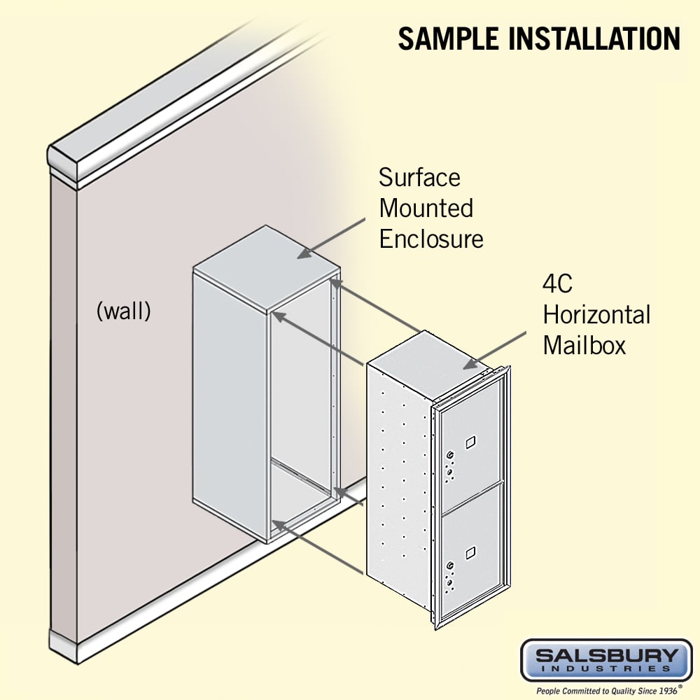 Surface Mounted 4C Horizontal Mailbox Unit - 11 Door High - Single Column - Custom Color - Front Loading - Private Access