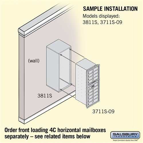 Surface Mounted Enclosure for Single Column Mailbox Unit - Aluminum