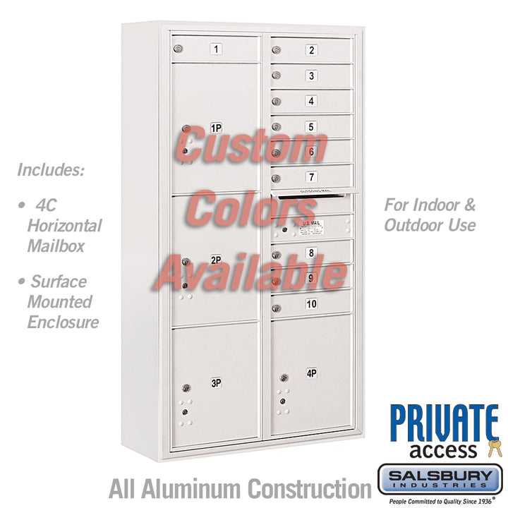 Surface Mounted 4C Horizontal Mailbox Unit - Double Column, Custom Color, Front Loading