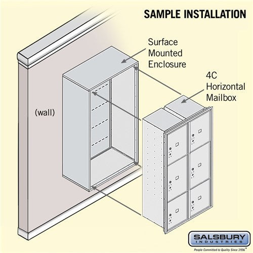 Maximum Height Surface Mounted 4C Horizontal Mailbox with 6 Doors and 2 Parcel Lockers in Aluminum with USPS Access