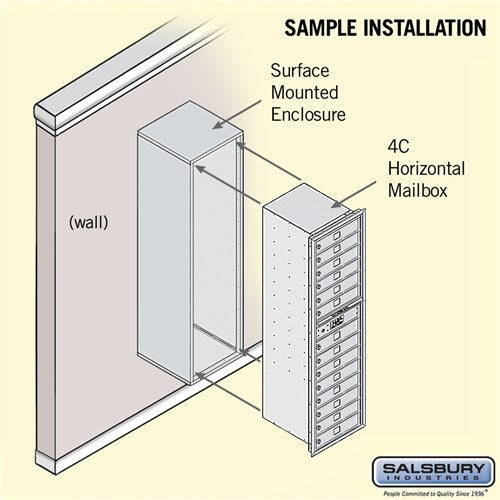 Maximum Height Surface Mounted 4C Horizontal Mailbox with 14 Doors in Bronze with Private Access