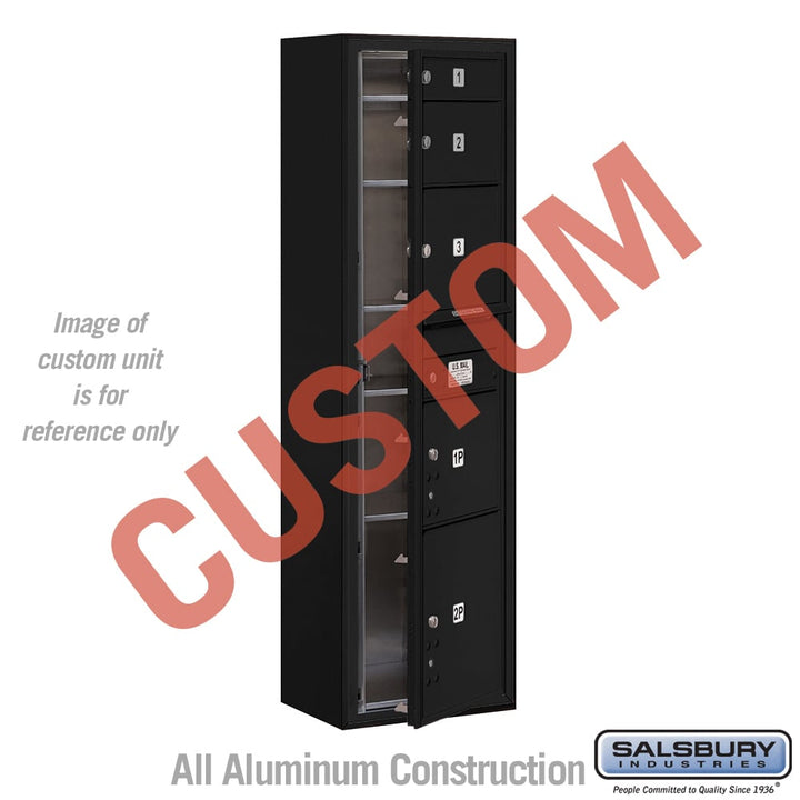 Surface Mounted 4C Horizontal Mailbox Unit - Maximum Height - Single Column - Black - Front Loading - USPS Access