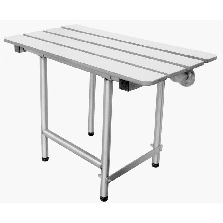 22 in. x 16 in. Rectangular, Phenolic Slatted Folding Shower Seat with Adjustable Legs in White - ADA Compliant - Super Arbor
