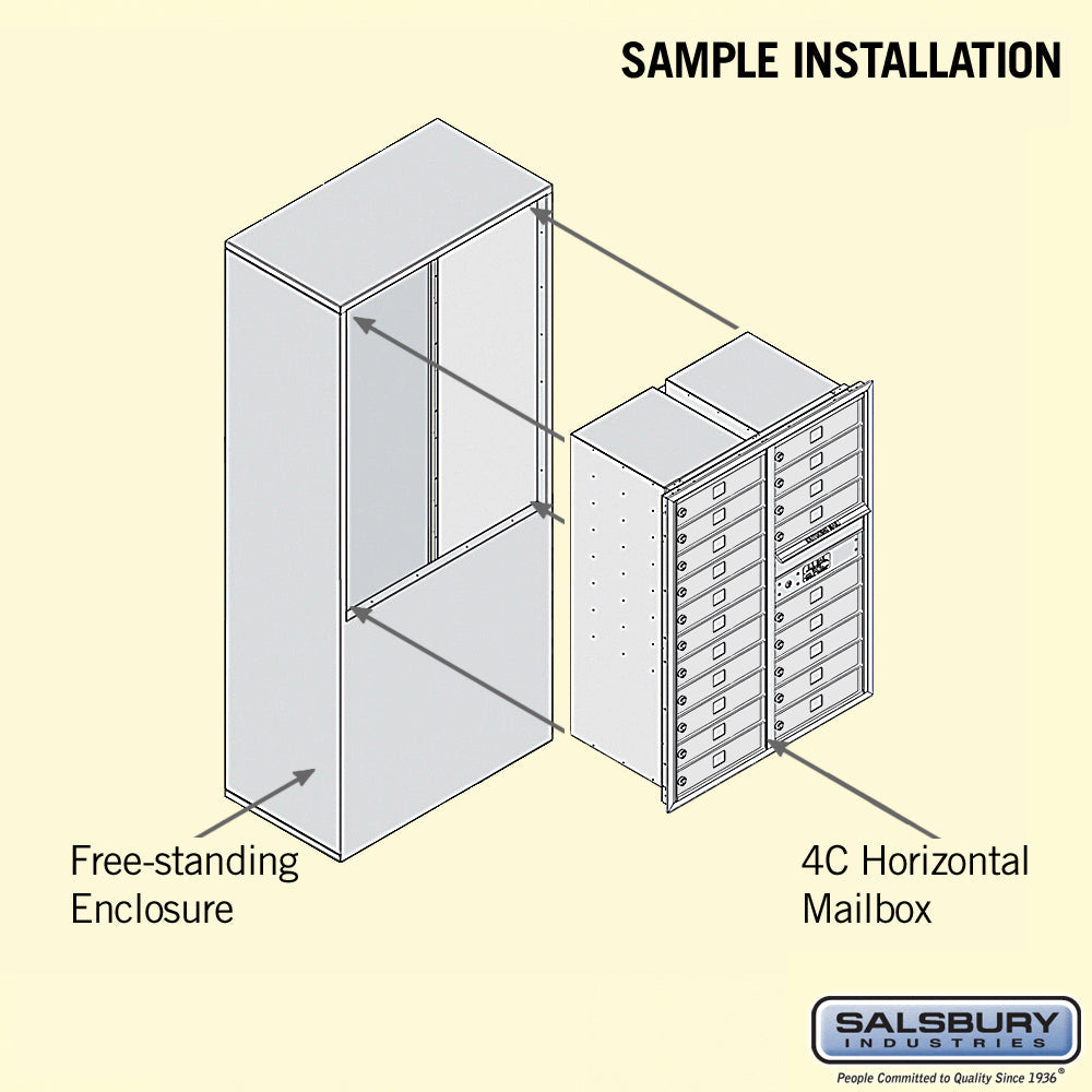 11 Door High Free-Standing 4C Horizontal Mailbox with 20 Doors in Aluminum with USPS Access