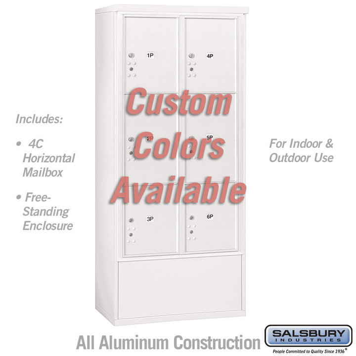 Free-Standing 4C Horizontal Mailbox Unit with Parcel Locker and Enclosure