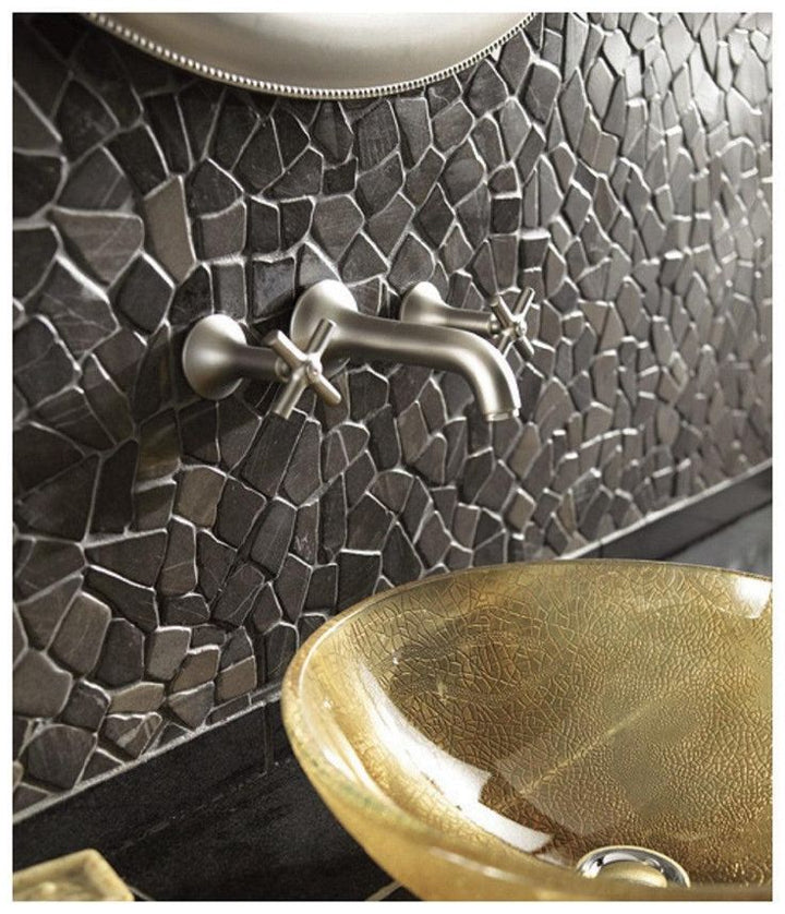 Rainforest Black Stone Mosaic Pebble Floor and Wall Tile 12