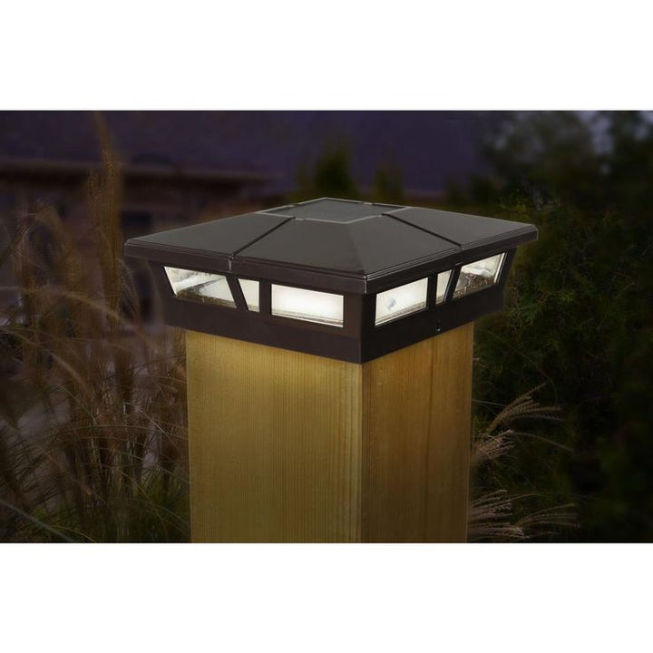 Cambridge Brown Integrated 6 in. x 6 in. Aluminum Cambridge Solar Post Cap (2-Pack)