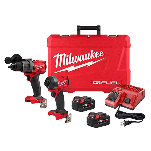Milwaukee M18 FUEL 18-Volt Brushless Cordless Hammer Drill & Impact Driver Combo Kit (2-Tool) with SHOCKWAVE Bit Set (50-Piece)