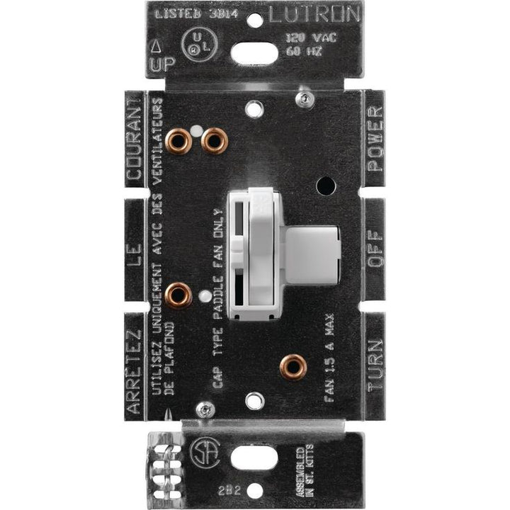 Lutron Toggler 1.5 Amp Single-Pole or 3-Way 3-Speed Fan Control - White