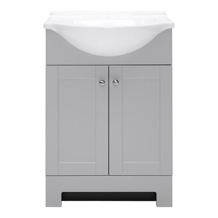 Style Selections Euro 25-in Gray Single Sink Bathroom Vanity with White Cultured Marble Top