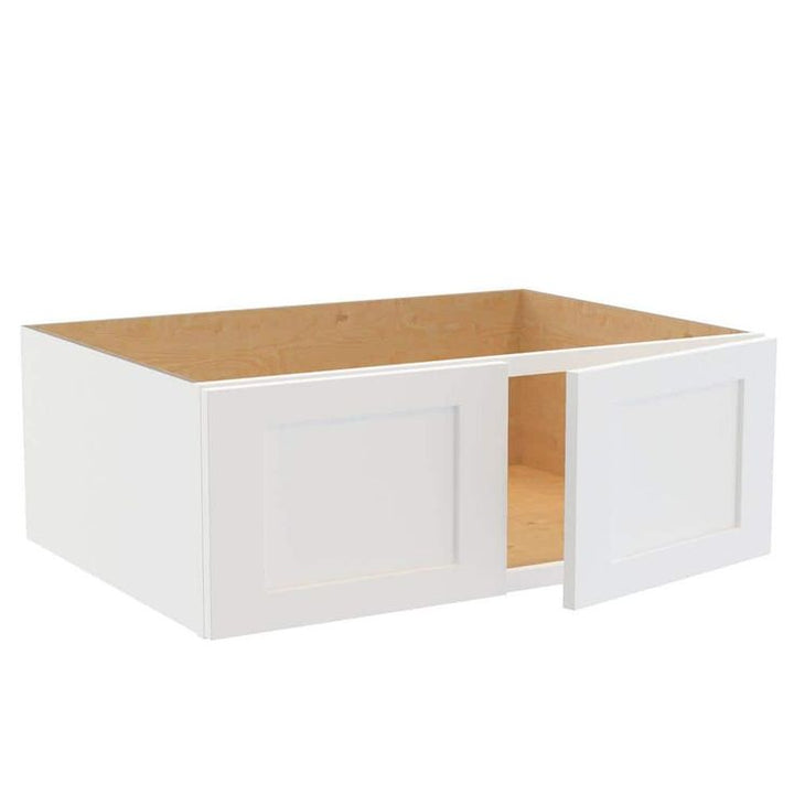 Home Decorators Collection Newport 33 in. W x 24 in. D x 12 in. H Assembled Plywood Wall Bridge Kitchen Cabinet in Pacific White with Soft Close