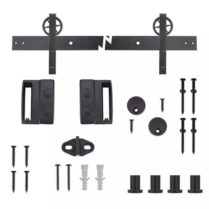 72 in. Dark Oil-Rubbed Bronze Wagon Wheel Decorative Barn Door Track and Hardware Kit