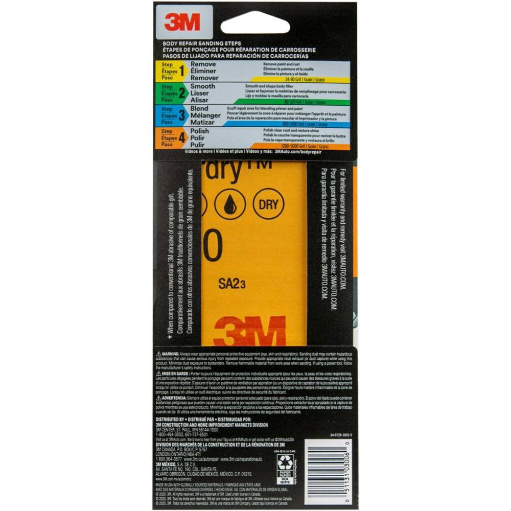 3M Wetordry Sandpaper, 03006, Assorted Fine Grits (1000/1500/2000/2500), 3-2/3 in. x 9 in., 5-Pack