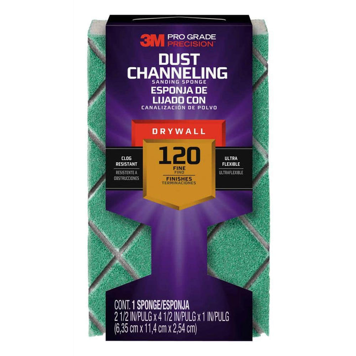 3M 4.5 in. x 2.5 in. x 1 in. Fine 120-Grit Drywall Block Sanding Sponge