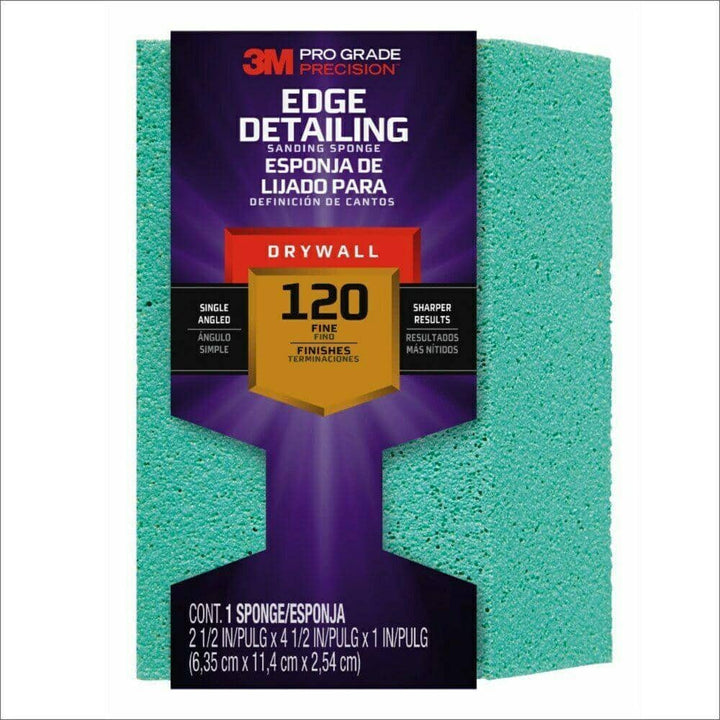 3M 2.5 in. x 4.5 in. x 1 in. 120 Fine Grit Pro Grade Angled Drywall Sanding Sponge