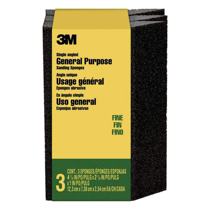 3M 2-7/8 in. x 4-7/8 in. 120 Fine-Grit Single Angled Sanding Sponge (3 Sponge-Pack)
