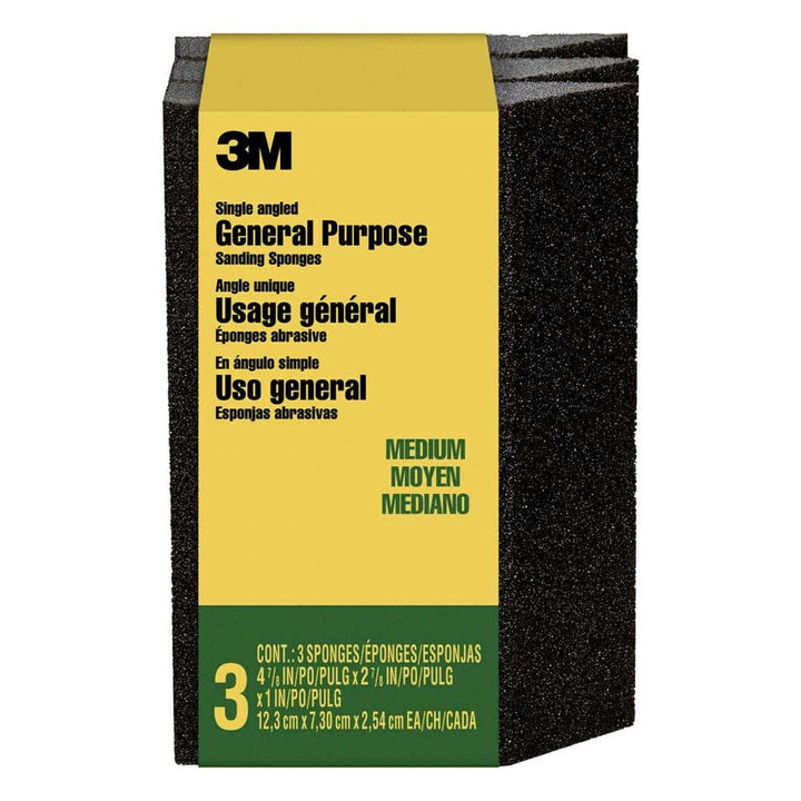 3M 2-7/8 in. x 4-7/8 in. 80 Medium-Grit Single Angled Sanding Sponge (3 Sponge-Pack)