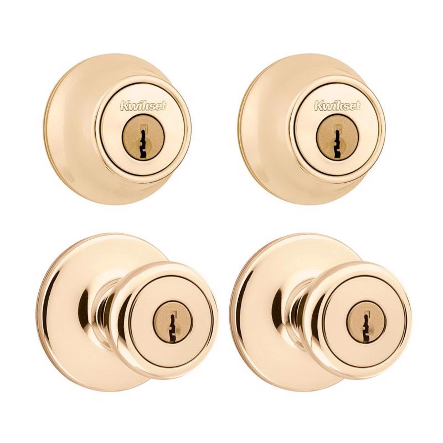 Kwikset Tylo Polished Brass Double Entry Door Kit, ANSI/BHMA Grade 3, 1-3/4 in.