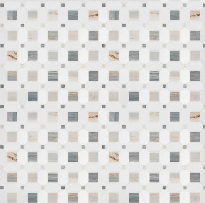 Satori Palissandro Thassos 12-in x 12-in Polished Natural Stone Look Mosaic Floor and Wall Tile (0.95-sq. ft/ Piece)