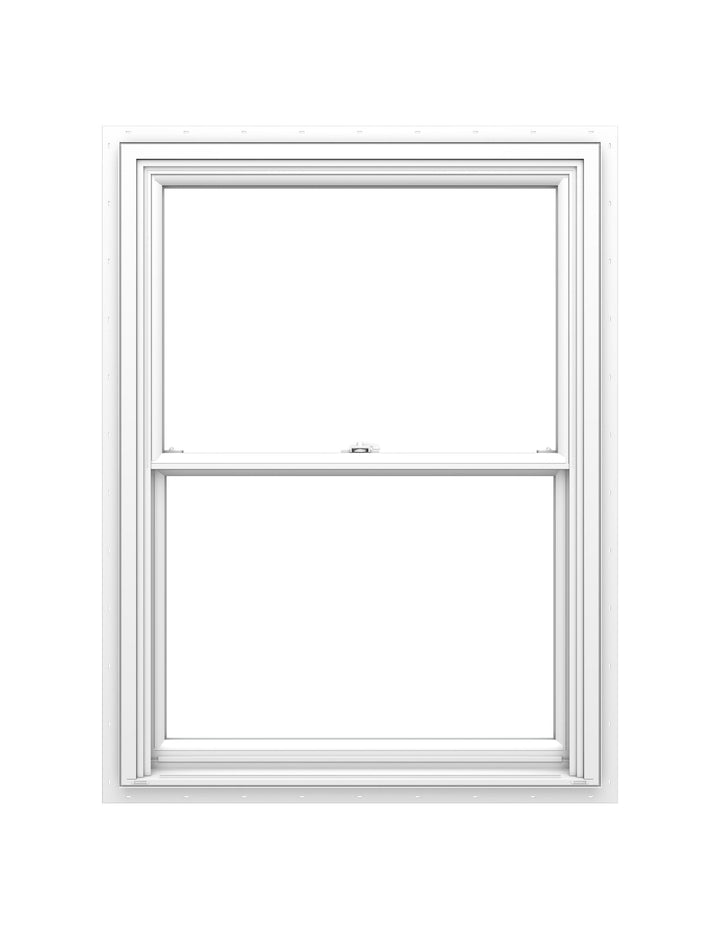 Pella 150 Series New Construction 27-1/2-in x 53-1/2-in White Vinyl Low-E Argon Double-Hung Window, Full Screen Included