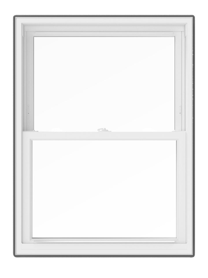 Pella 150 Series Replacement 27-1/2-in x 41-1/2-in White Vinyl Low‑E Argon Double‑Hung Window, Full Screen Included