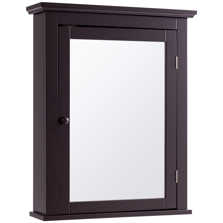 WELLFOR CY 22-in x 27-in Surface Mount Brown Mirrored Medicine Cabinet