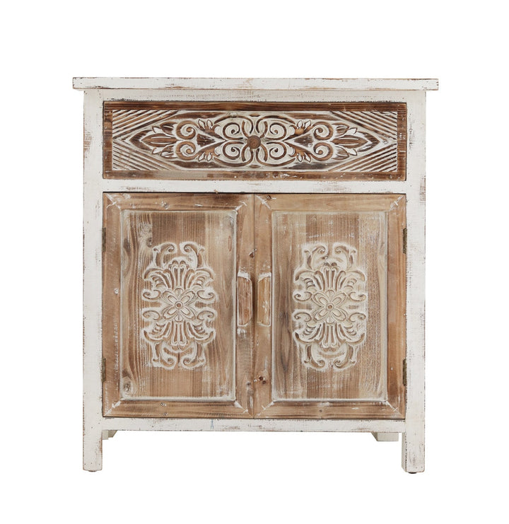 Parisloft Brown and White Country Wood Media Cabinet