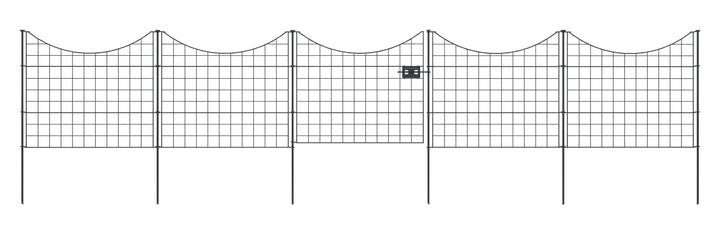 Zippity Outdoor Products 4 Panels 1 Gate 2-ft H x 2-ft W Black Galvanized Iron Scallop No Dig Garden Fence Gate Kit