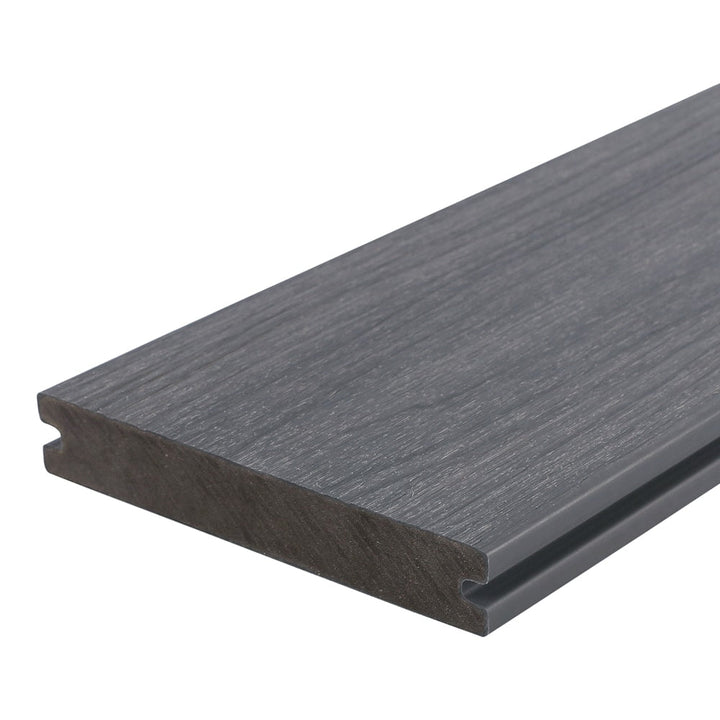 NewTechWood Magellan Solid Board with Groove 8-ft Westminster Gray Grooved Composite Deck Board