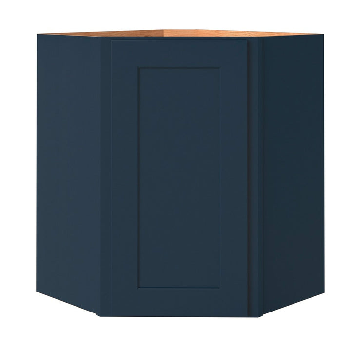 allen + roth Port 24-in W x 36.125-in H x 12-in D Navy Diagonal Corner Wall Fully Assembled Cabinet (Flat Panel Shaker Style)