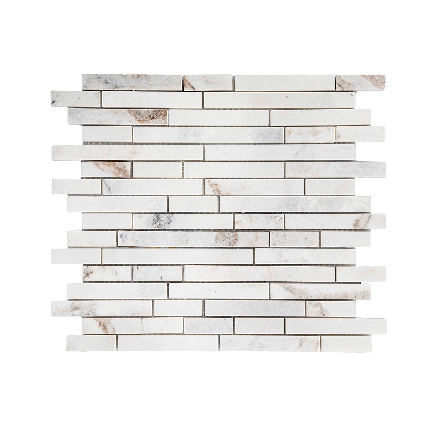 Daltile Genuine Stone White Ember 10-in x 13-in Honed Natural stone Marble Patterned Linear Mosaic Floor and Wall Tile product image