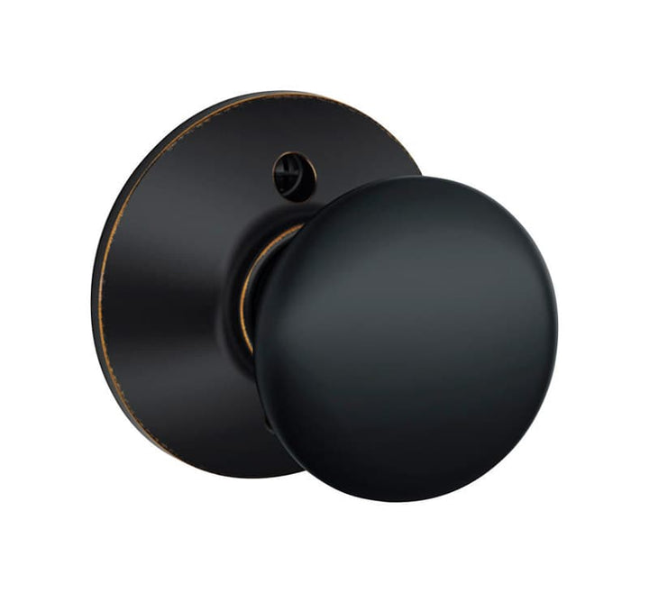 Schlage Plymouth Aged Bronze Dummy Door Knob, Right or Left Handed