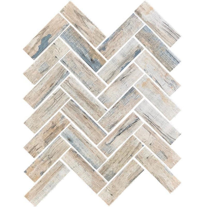 Apollo Tile Wooden Beige and Gray 11-in x 12-in Matte Recycled glass Patterned Basketweave Mosaic Wall Tile product image