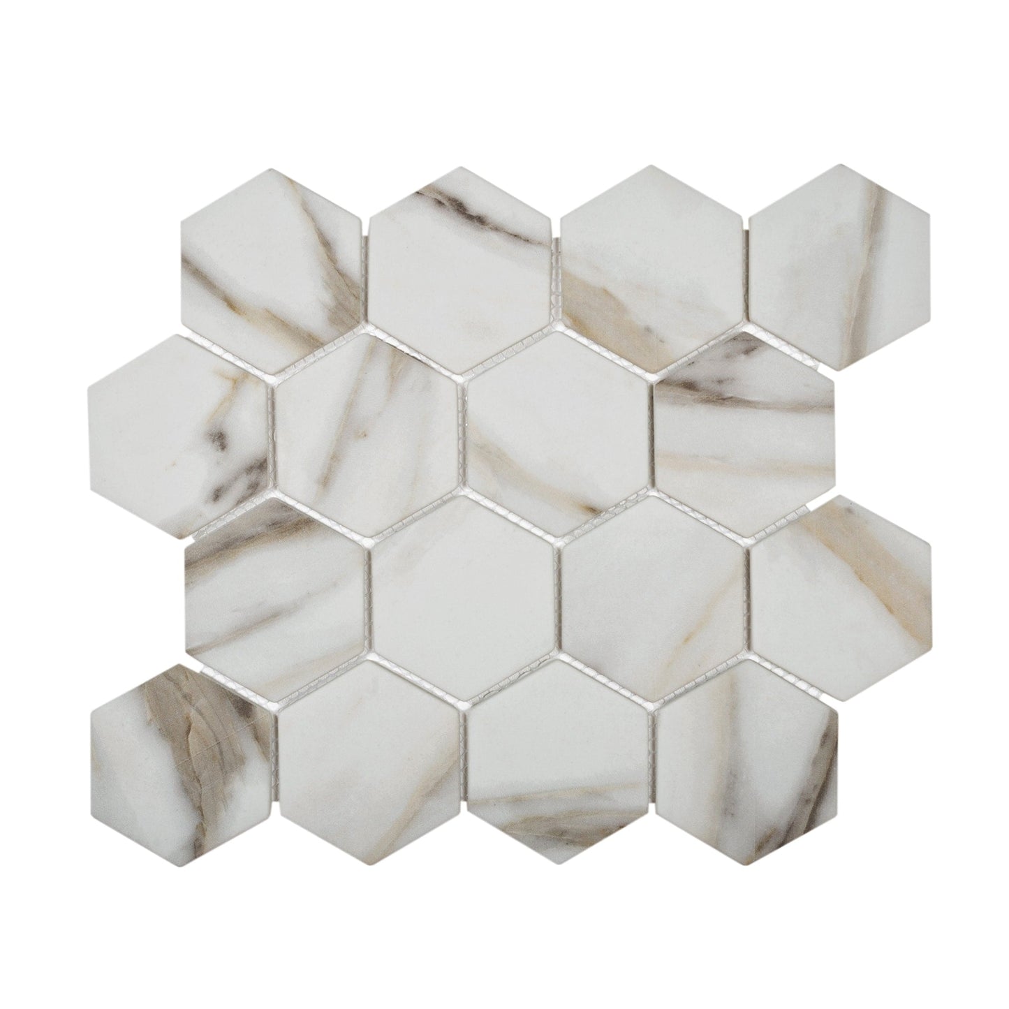 Apollo Tile Cream 10-in x 12-in Matte Recycled glass Wood look Hexagon Mosaic Wall Tile product image