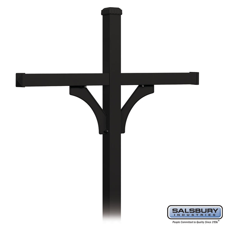 Deluxe Post - 2 Sided - In-Ground Mounted - for 4 Roadside Mailboxes - Black