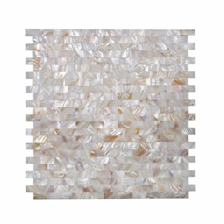 Apollo Tile White 11-in x 12-in Polished Natural Shell Diamond Brick Look Floor and Wall Tile (18.52-sq. ft/ Carton)