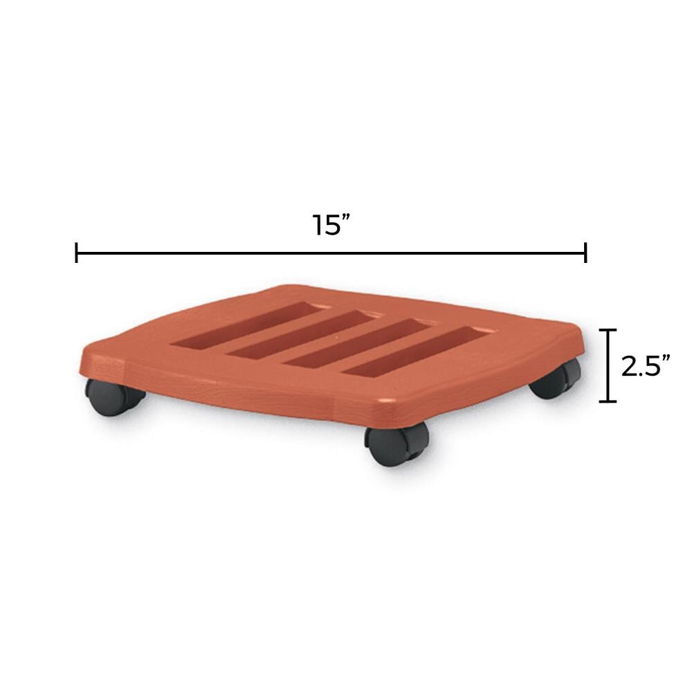 Bloem 2.5 in. H x 15 in. W Resin Plant Caddy Terracotta Clay