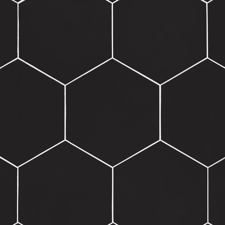 Artmore Tile Maestro Black 10-in x 11-in Matte Porcelain Encaustic Hexagon Floor and Wall Tile product image