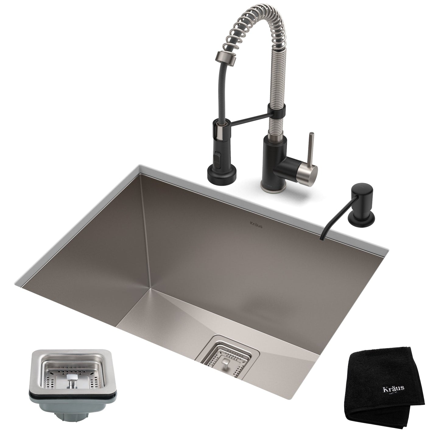 Kraus Stainless Steel Undermount Laundry Sink with Drain and Faucet