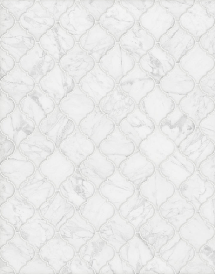 Satori Mercato Bianco 11-in x 13-in Matte Glass Marble Look Arabesque Mosaic Floor and Wall Tile (0.97-sq. ft/ Piece)