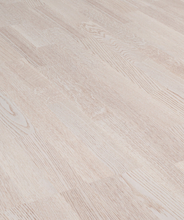 allen + roth European white oak Frosty is an Oak wood floor with brown, a wire brushed texture, and a low-gloss finish that highlights the wood’s natural variation hardwood flooring — primary plank view