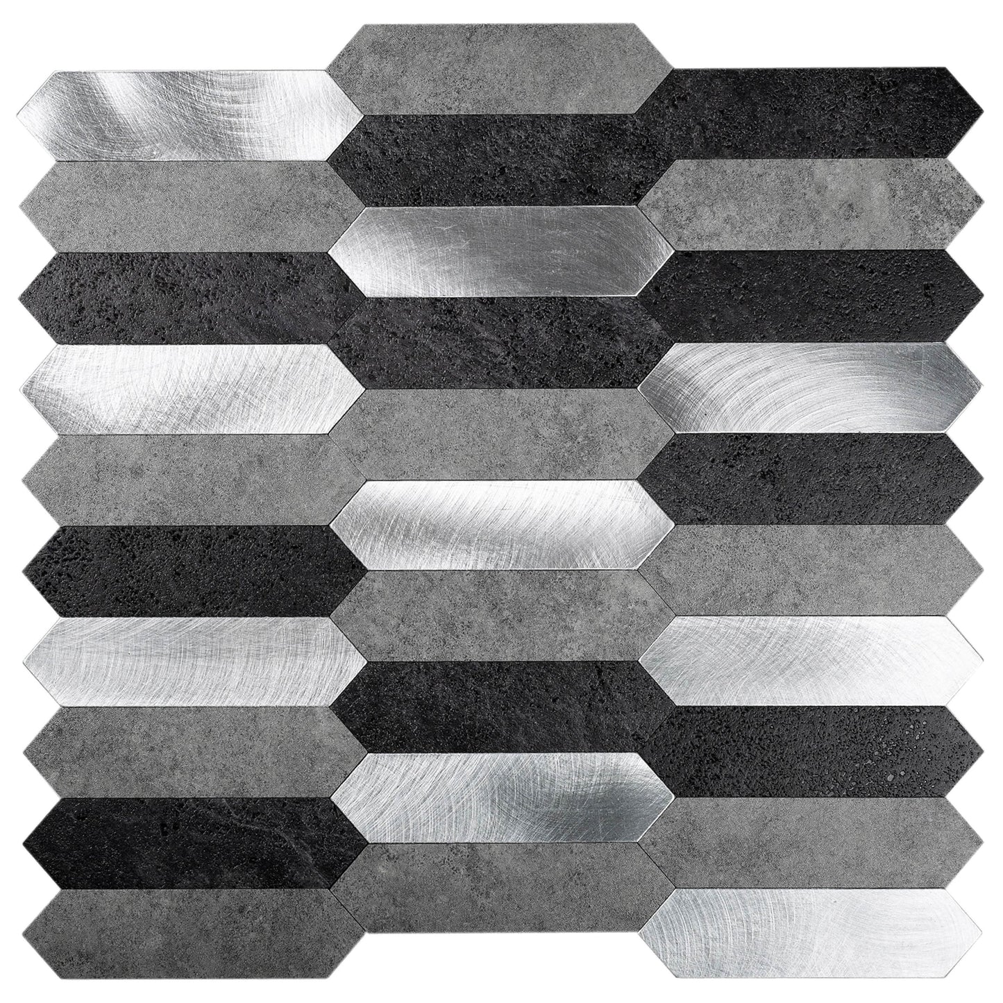 Apollo Tile Brisk Black, Gray and Silver 12-in x 12-in Brushed PVC Wood look Peel and stick Wall Tile product image